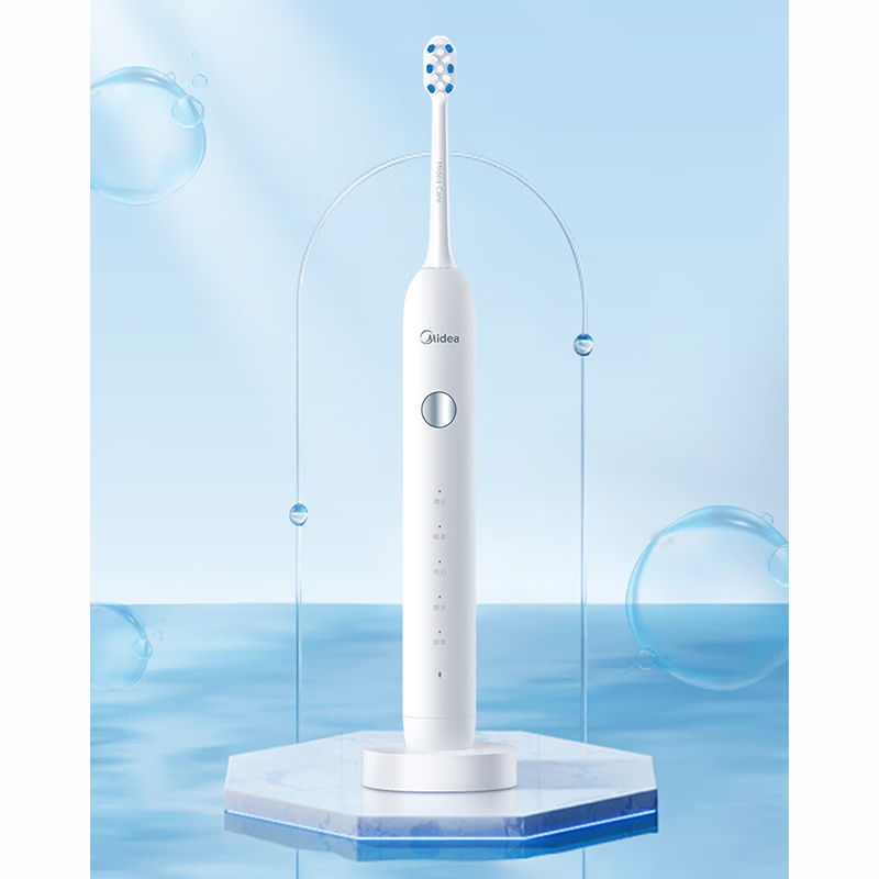 美的(Midea)成人软毛声波全自动防水感应式电动牙刷MC-AJ0101极地白