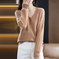 夏薄款镂空开衫女v领宽松长袖纯色包芯纱针织披肩外套空调衫 S 驼色