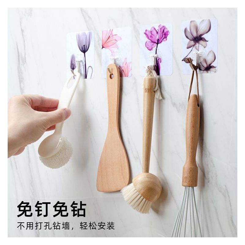 无痕挂钩贴彩色墙上门后卫生间厨房收纳置物架子免打孔自粘钩|升级强力金色 50个装
