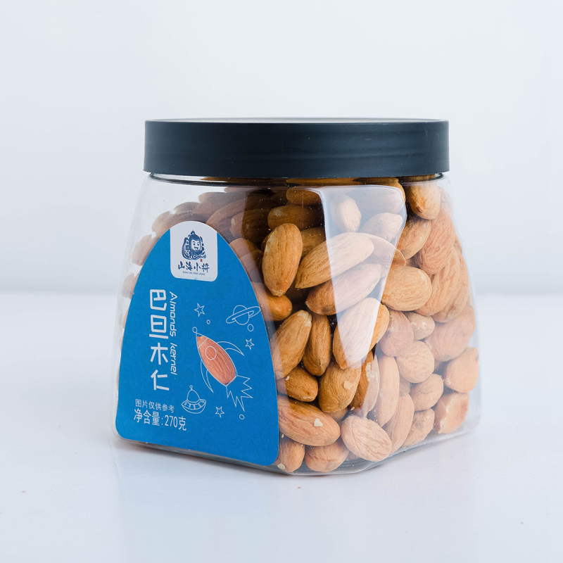 山海小将 特级杏仁巴旦木仁270g 原味生熟甜休闲食品罐装特产坚果零食 不带壳烘培干果甜杏仁南北干货零食小吃办公室