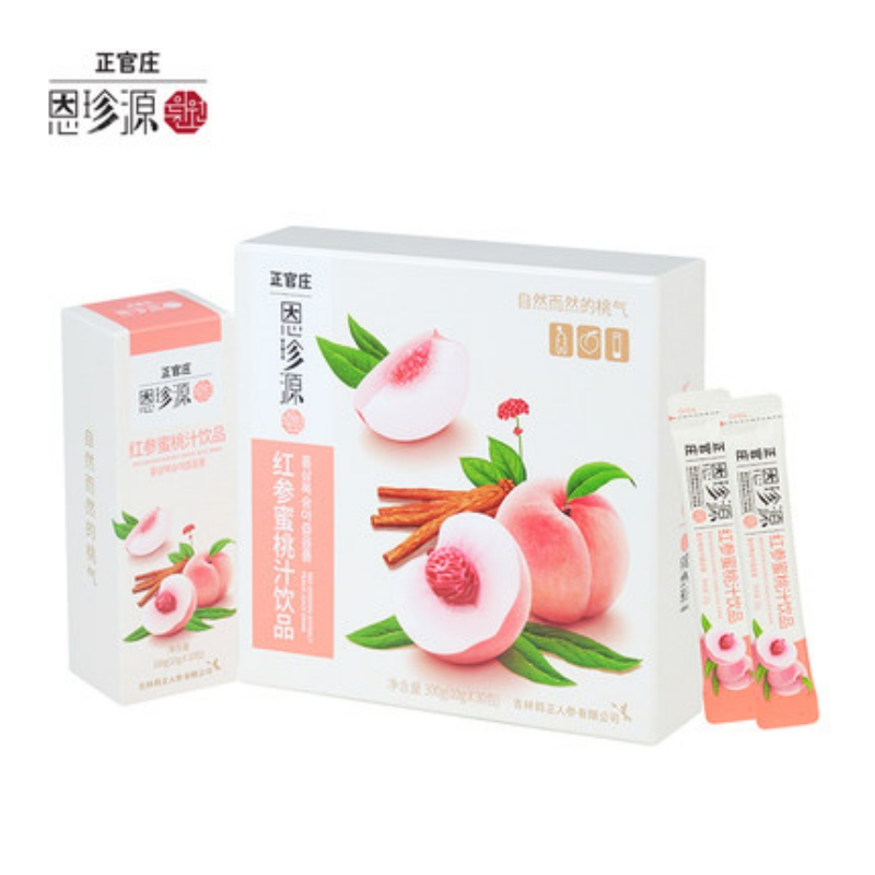 正官庄恩珍源 红参蜜桃汁饮品300g(10g/包*30包) 32%以色列水蜜桃汁+0.7%清净长白山红参 纯净清甜自然香