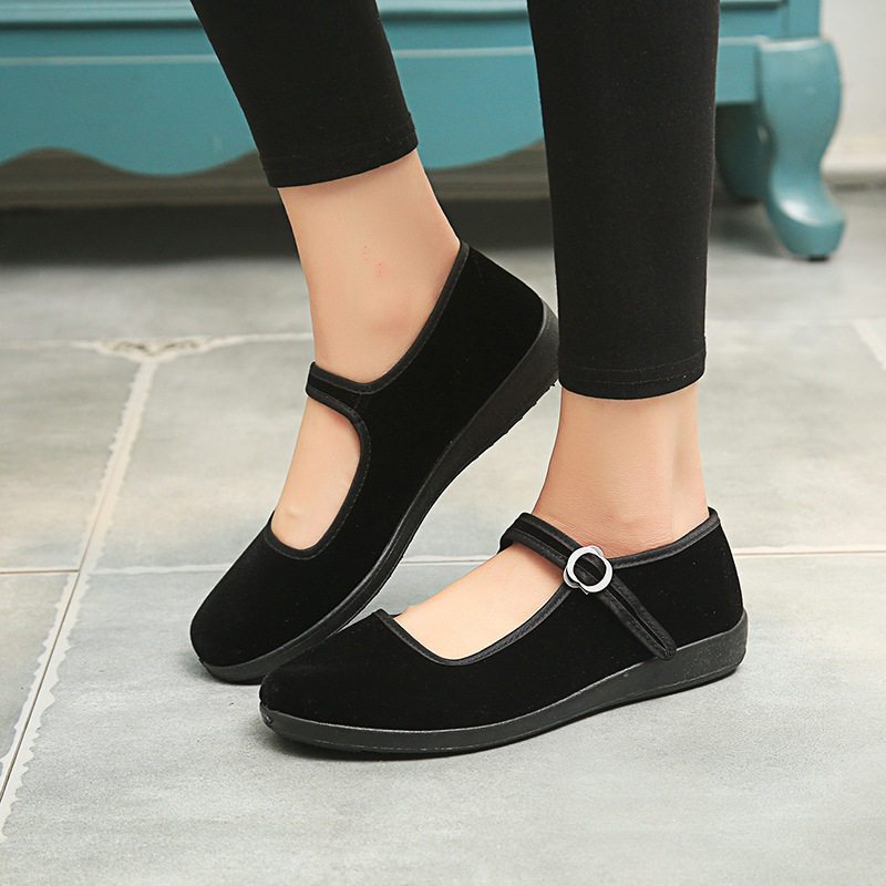 妈妈鞋平底老北京布鞋女鞋广场舞单鞋工作鞋软底酒店上班鞋黑