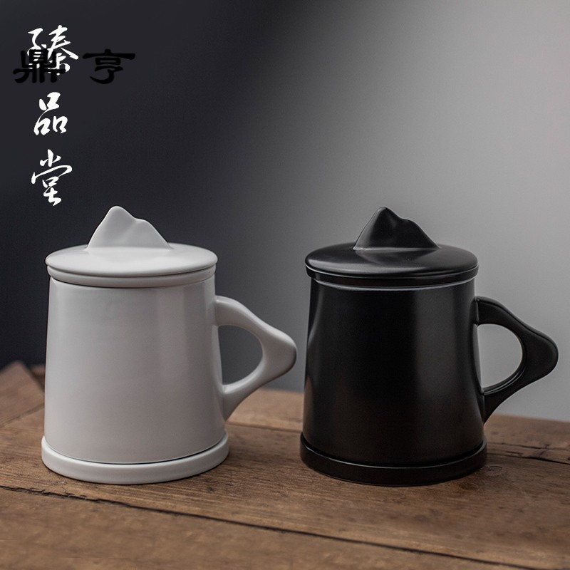 鼎亨臻品堂 创意山水杯马克杯茶杯 带内胆过滤办公杯日式陶瓷杯子