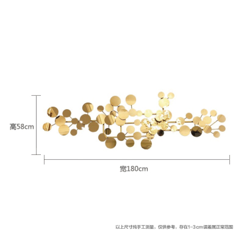 现代客厅轻奢墙面装饰壁饰壁挂样板间背景墙墙上墙饰挂饰铁艺挂件 三维工匠 钛金180*58高清大图