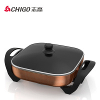 志高(CHIGO)电火锅H8三档调节4L容量多用途一体式韩式炒锅电热锅电煮锅金色