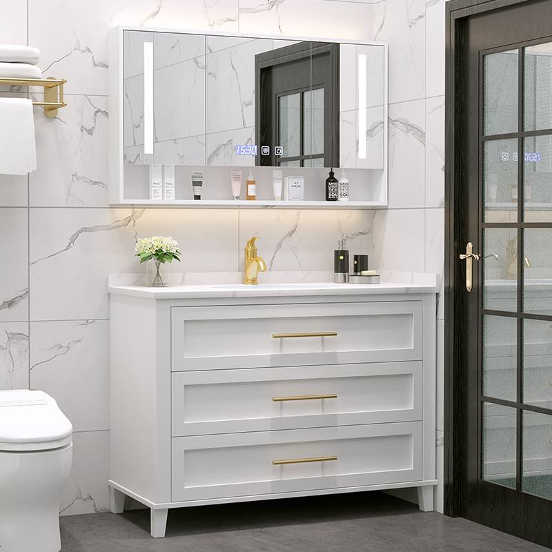 卫浴轻奢实木岩板浴室柜组合现代洗漱台盆卫生间洗手洗脸盆柜美式