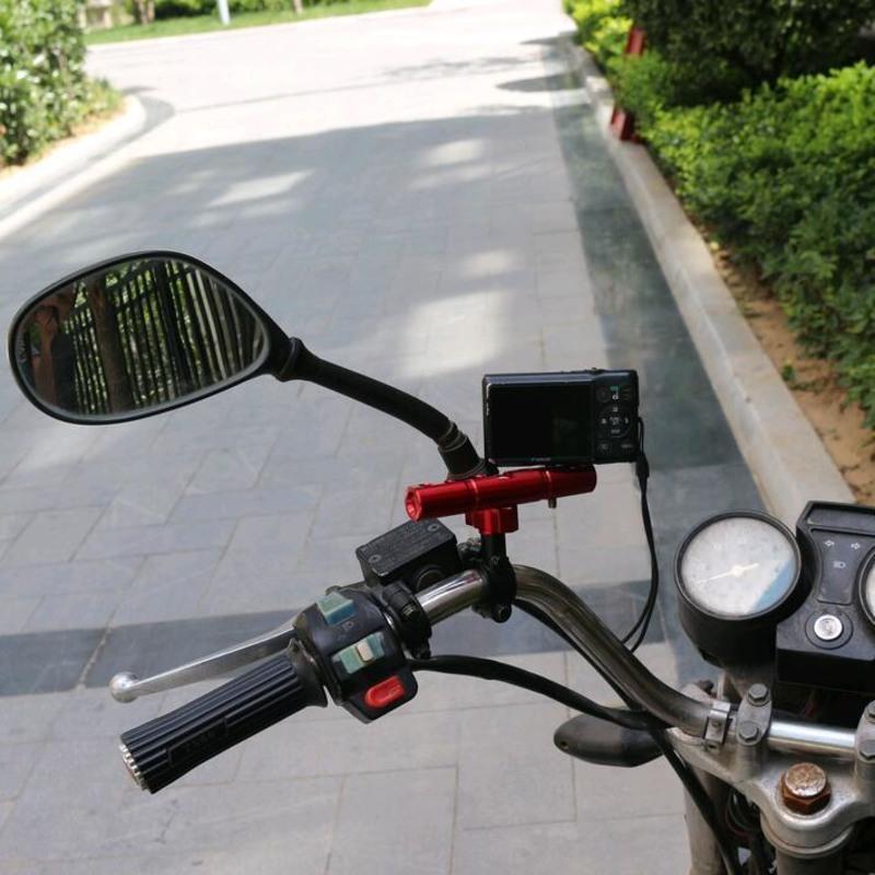 镜子支架红色摩托车改装配件后视镜镜座多功能扩展杆横杆支架后视镜镜