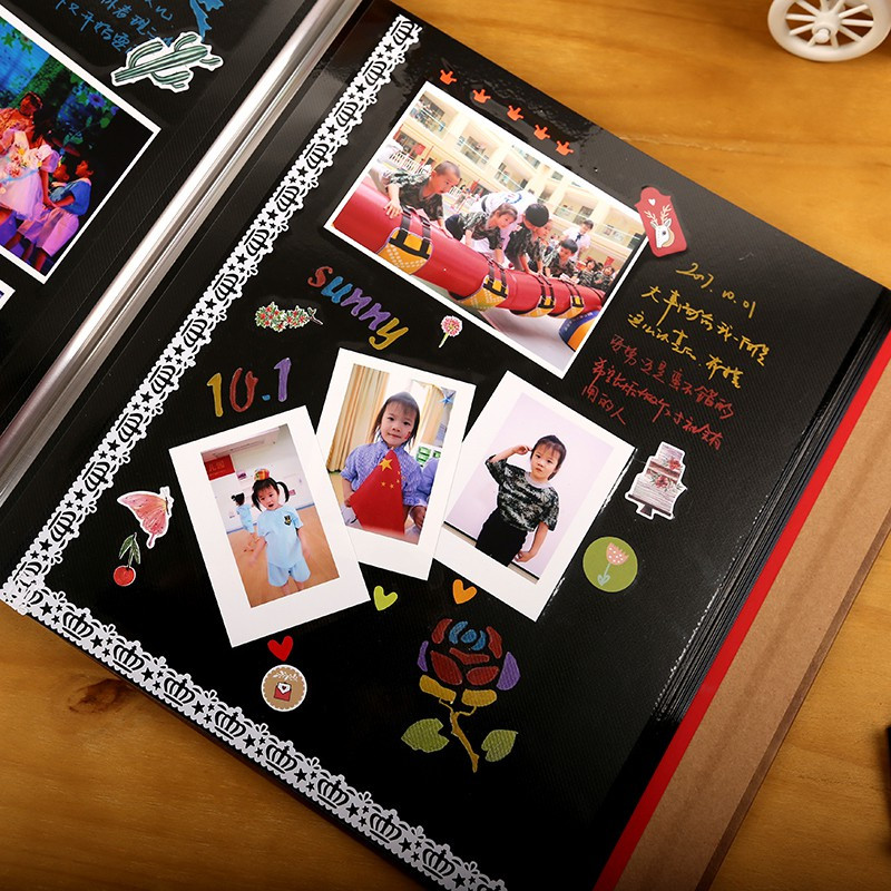 diy相册本手工宝宝成长纪念册卡通自粘式影集相册本
