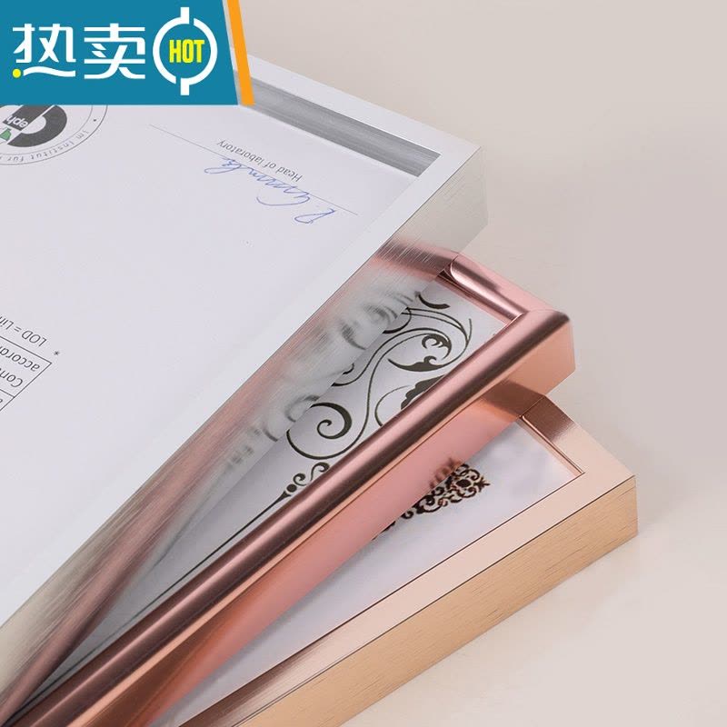 敬平铝合金证件框a4纸相框摆台荣誉证书奖牌裱框定制A3营业执照框挂墙 平面海蓝色 8开许可证(26.5*38cm)挂图片