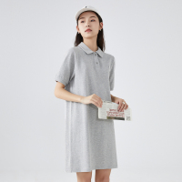 唐狮夏季新款POLO裙女学院风韩版显瘦收腰a字灰色连衣裙女