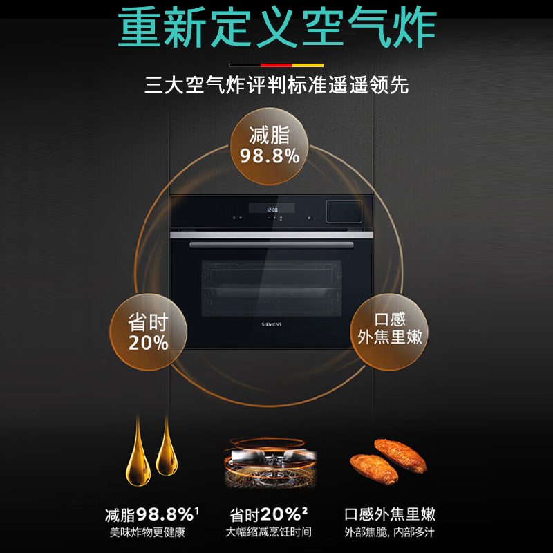 西门子(SIEMENS)嵌入式黑魔方五合一蒸烤一体机智能家用 58L 大容量CS2R5E5W2W同款CS0T5MAB2W高清大图