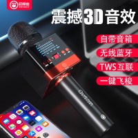 屁颠虫X51音响话筒一体麦克风全民K歌神器手机直播声卡无线蓝牙掌上ktv家用电视儿童手持扩音器全能唱歌 电视K歌+双麦