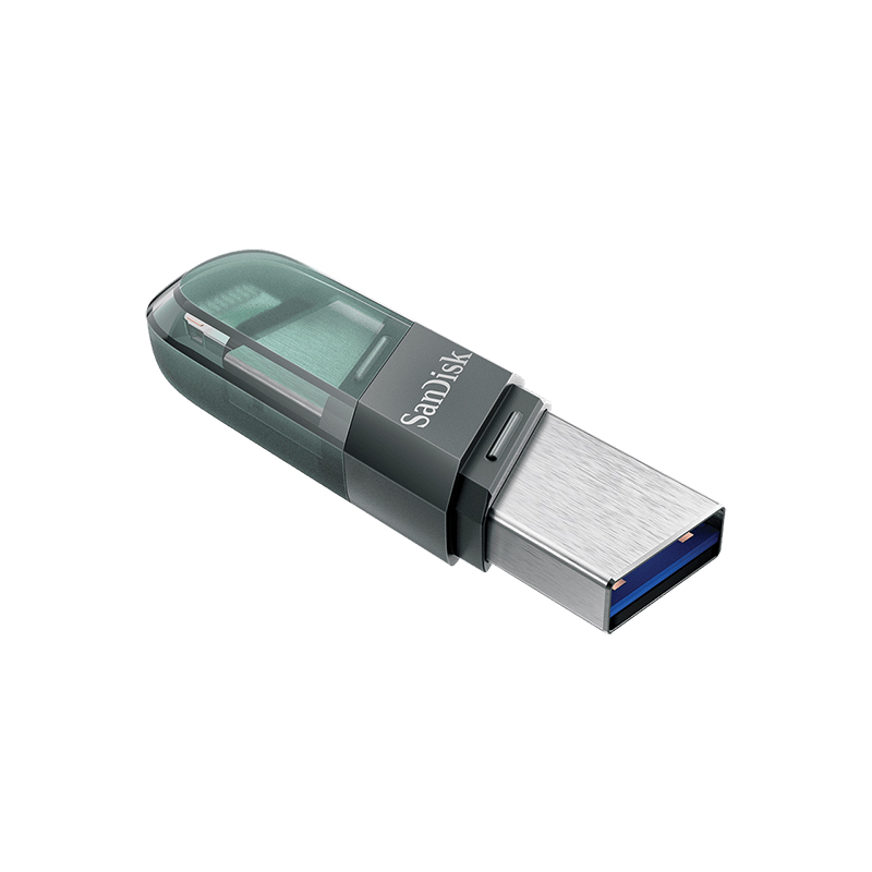 闪迪 (SanDisk)128GB苹果手机电脑U盘欢欣i享(豆蔻版)iPhone内存扩容USB3.0读90MB/s蓝黑色
