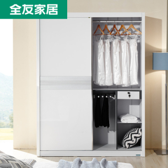 全友家私 现代时尚经典白银家具衣柜 推拉门卧室板式衣橱家居大衣柜107020