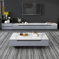 欧梵森 岩板茶几电视柜组合小户型客厅家具轻奢意式风岩板现代简约套装北欧大小户型极简百搭储物柜