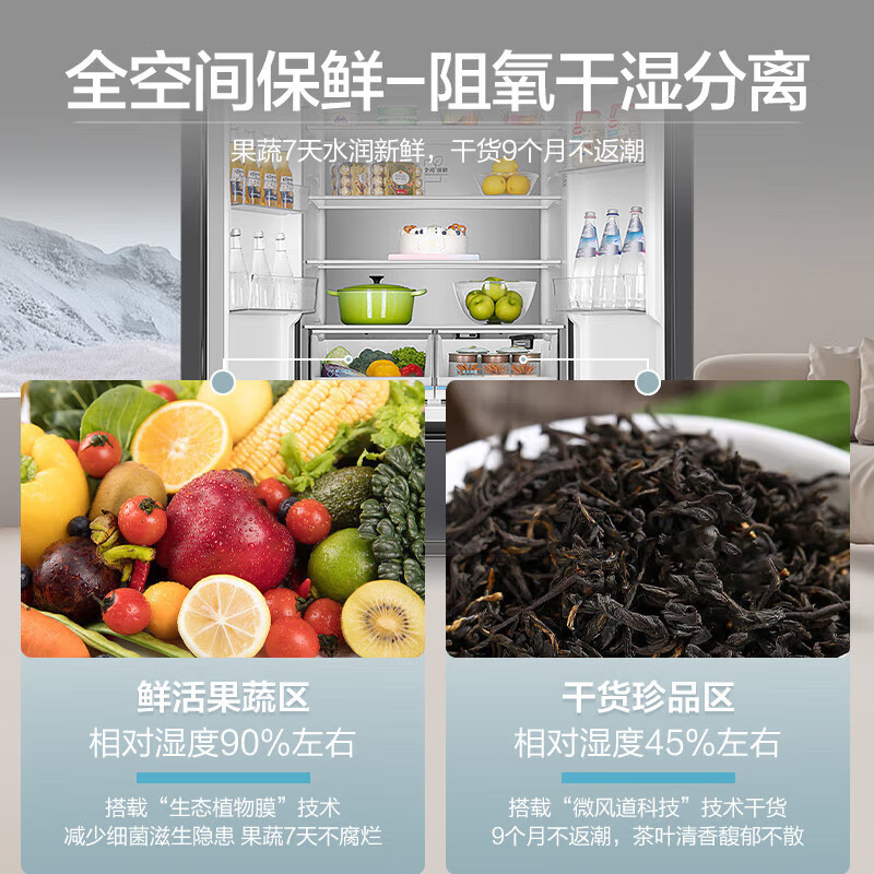海尔(Haier)冰箱法式四开门502L容量零距离嵌入风冷变频干湿分储节能省电家用 BCD-502WGHFD14SJU1高清大图