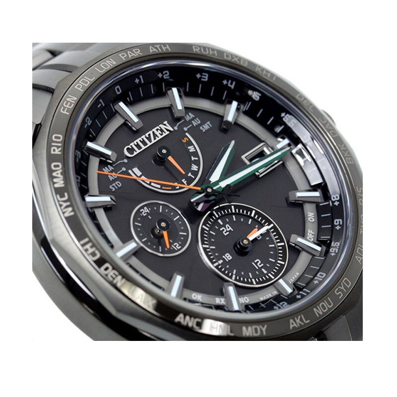 citizen西铁城attesa系列at909754e光动能电波多功能男表钛合金材质