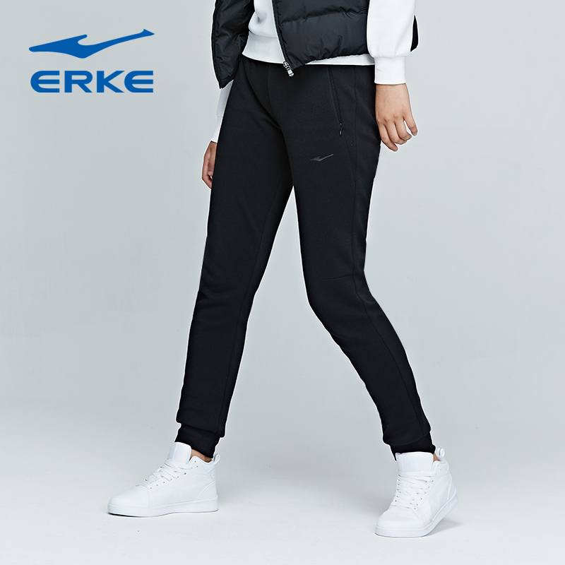 鸿星尔克erke运动裤舒适女子运动长裤针织弹力常规款常规型训练裤小脚