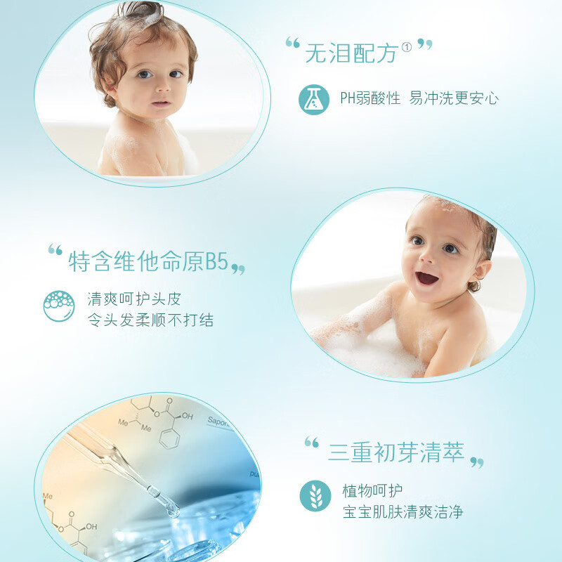 启初初芽清萃儿童宝宝洗发水沐浴露二合一温和清爽不粘腻 无泪易冲洗 320ml