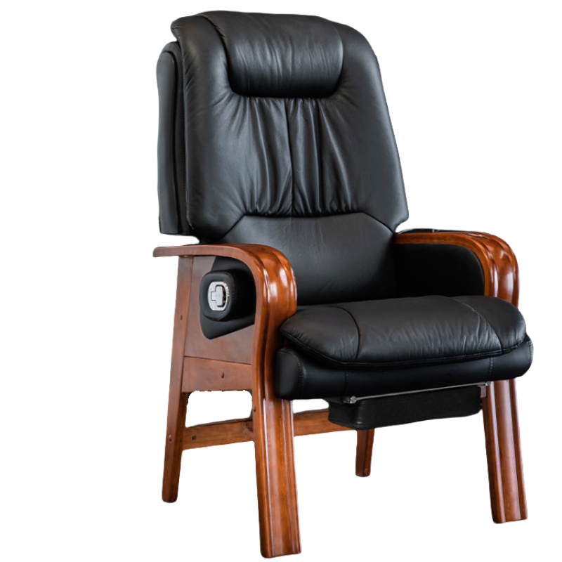 怡卓欧老板椅实木脚把高清大图