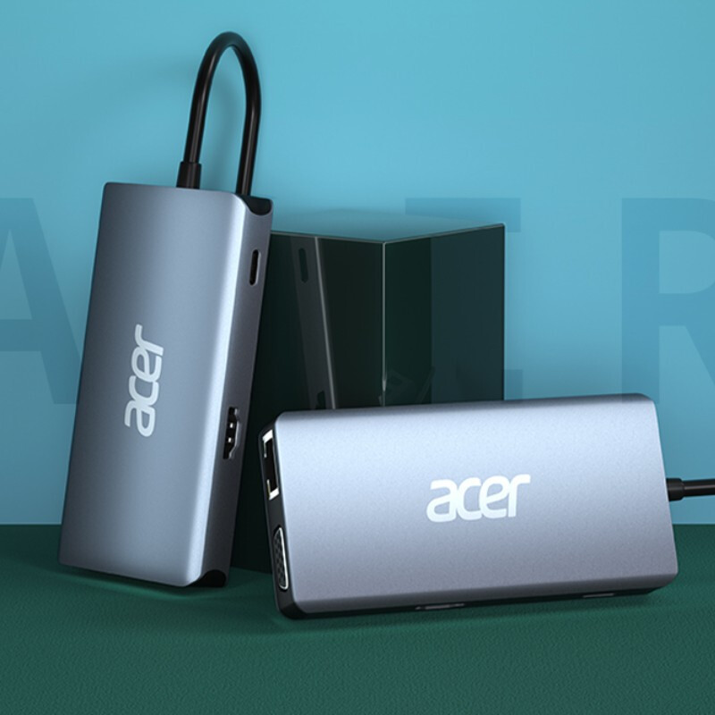 宏碁(acer) HY41-T8 八合一扩展坞USB3.0分线器高清HDMI转接头千兆网口 苹果小米华为投屏投影转换器