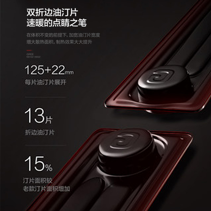格力(GREE)电暖器 电热油汀 热力澎湃 即享舒适 NDY22-X6022 黑+英沙金色