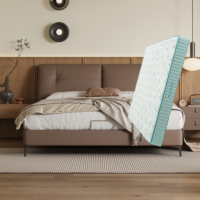 喜临门缓缓+光年plus3.0床垫 皮床主卧真皮大床婚床家具 中古咖+光年plus3.0床垫1.5*2米