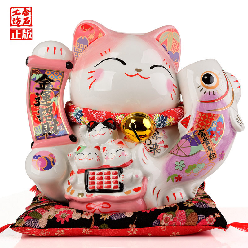 正品猫摆件储蓄罐店铺开业礼品家居客厅陶瓷创意大中 三维工匠 中号号富贵有余女神猫猫高清大图