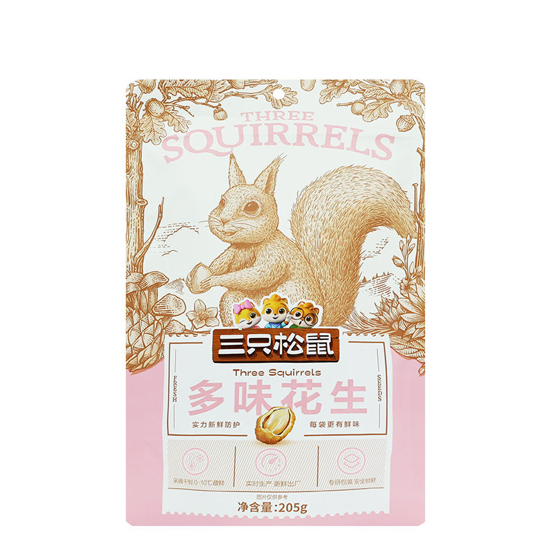 三只松鼠多味花生炒货干货即食花生米仁多味花生205g*3袋