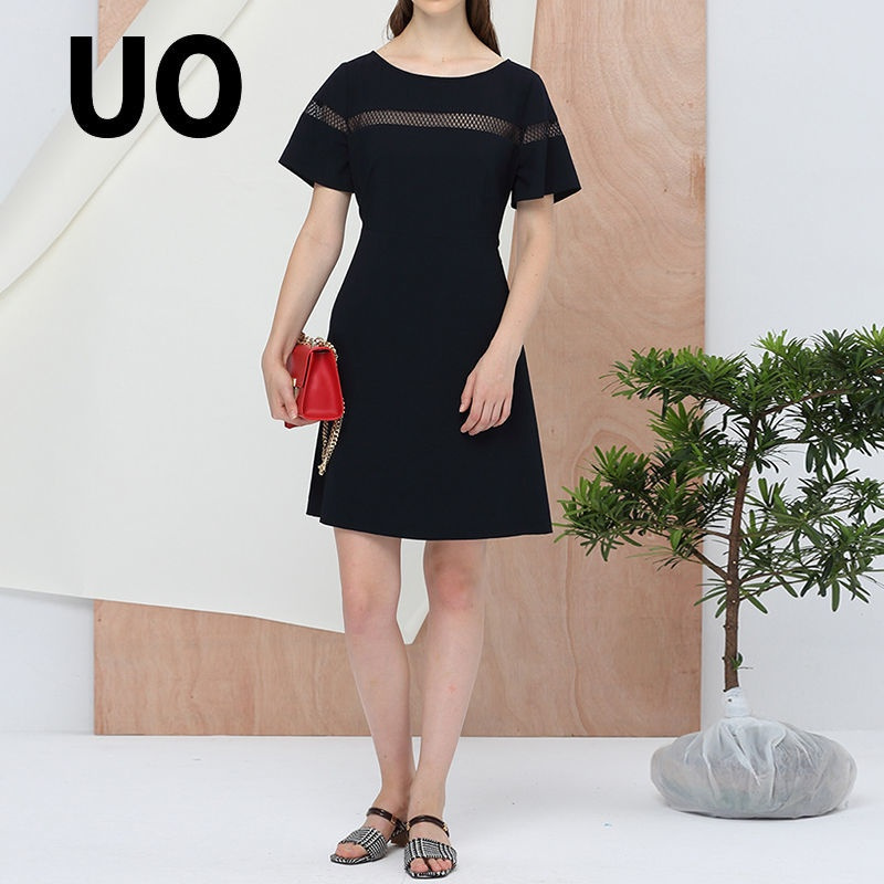 UO简约时尚镂空连衣裙女拼接修身裙