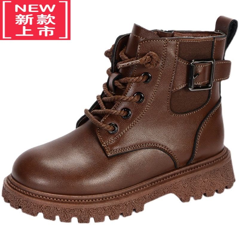 可莉允女童马丁靴2022冬季新款二棉鞋女孩皮面儿童靴子网红男童加绒短靴图片