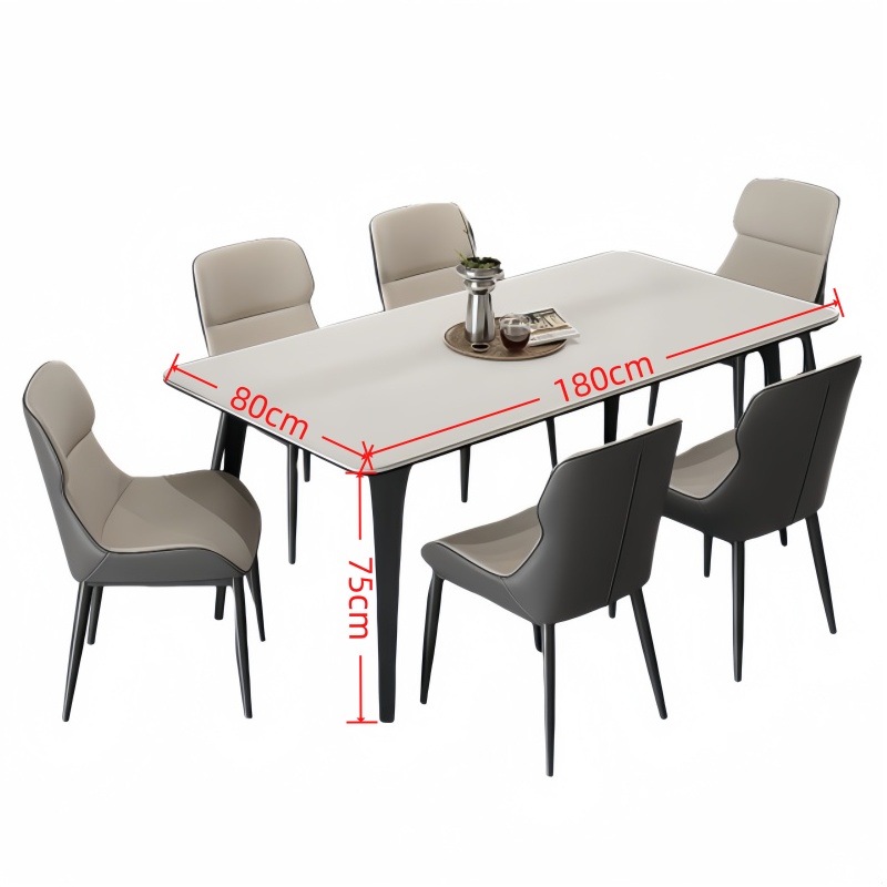 悦兴诚岩板餐桌1.8m+6椅套高清大图