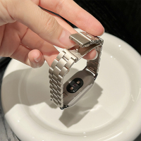 适用oppo手环2表带金属四叶草智能OPPO手环1代皮质拼接替换腕带3139B