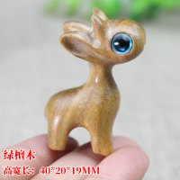 各种檀木雕刻茶宠摆件绿檀黑檀木兔子十二生肖吊坠DIY挂件小饰品 大鹿绿檀木