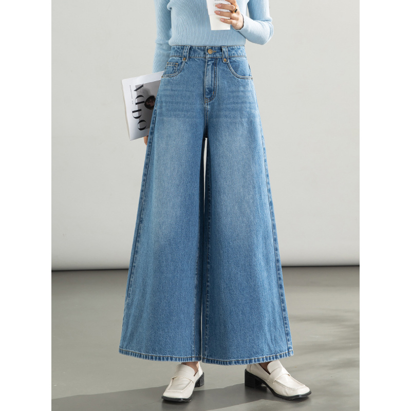 九分牛仔裤女年秋季新款大码高腰韩版宽松休闲水洗裙裤