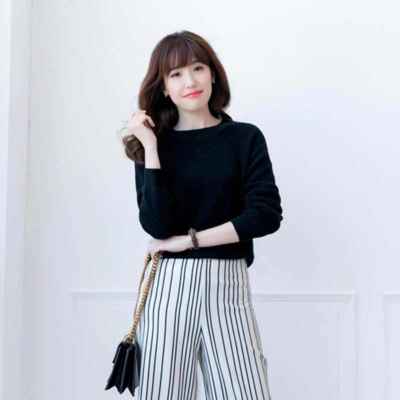 2018新秋冬厚款圆领羊绒衫女纯色弹力羊毛衫女毛衣简约保暖打底衫