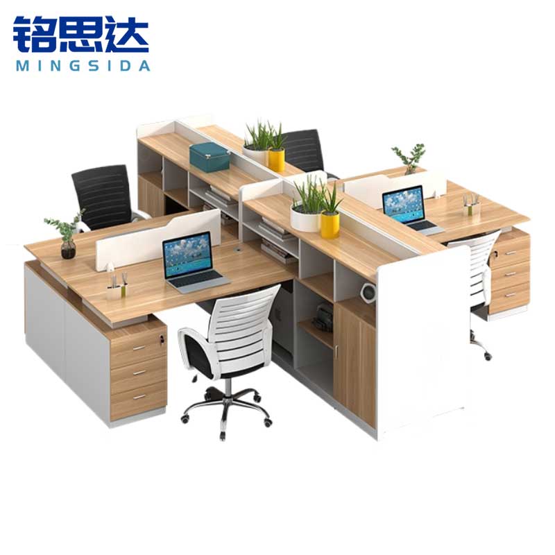 铭思达屏风工位四人含柜椅套高清大图