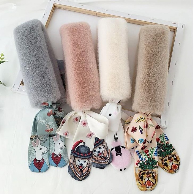 [优先发货]新款加厚獭兔毛网红飘带围巾女冬款学生韩版百搭可爱保暖围脖女