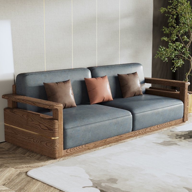 景山百岁白蜡木实木沙发组合北欧沙发现代简约实木沙发布艺沙发客厅