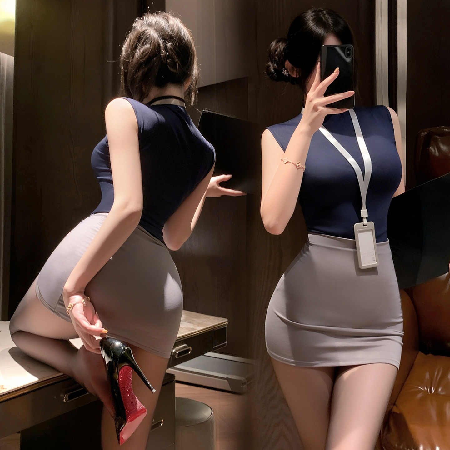 霏慕禁欲系OL秘书制服套装紧身包臀短裙女式性感情趣内衣夫妻房事床上衣服6205高清大图