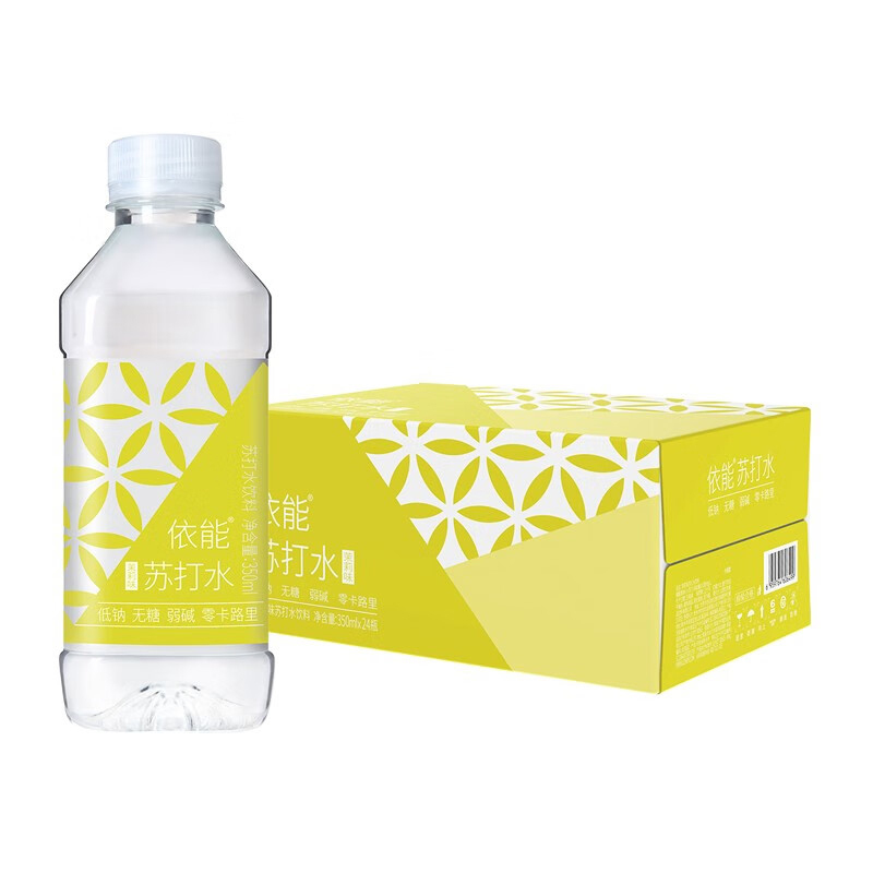 依能苏打水饮料无糖无汽弱碱茉莉味苏打水350ml*24瓶