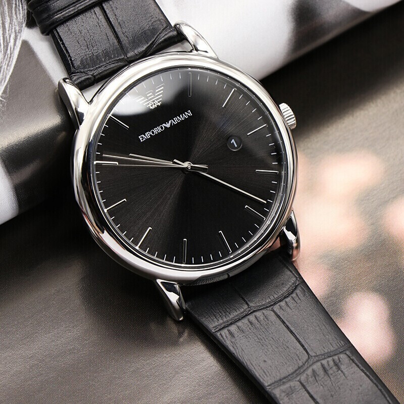 armani阿玛尼手表男休闲商务简约时尚薄款皮带石英表男表ar2500
