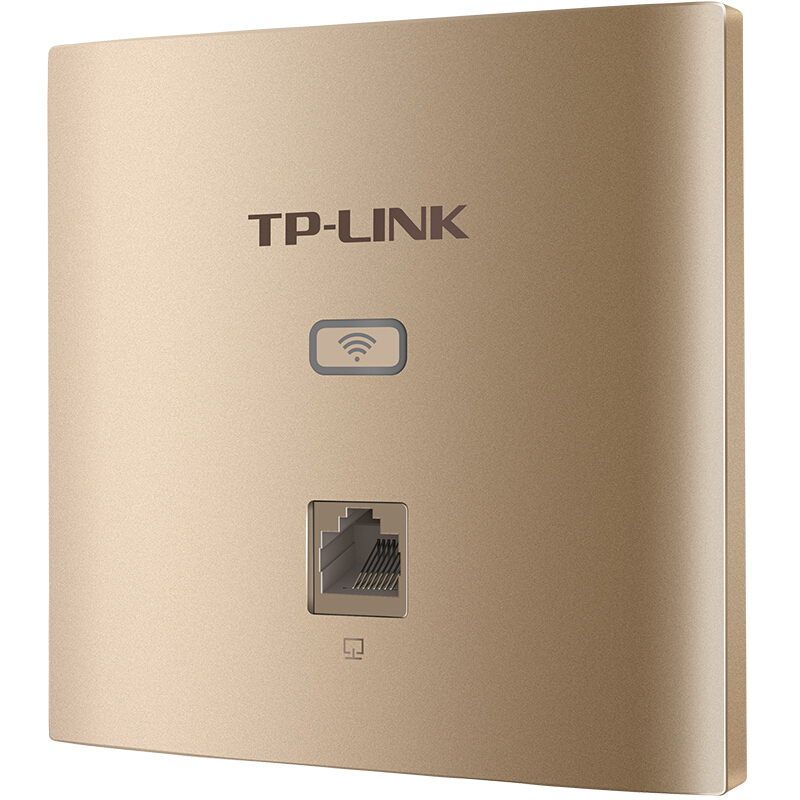 普联(TP-LINK) 450M无线86型面板式AP TL-AP450I-PoE 薄款香槟金(方) POE供电 AC管理