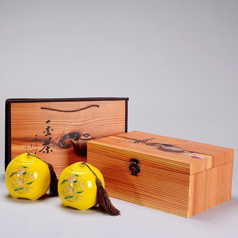 陶瓷茶叶罐茶叶礼盒包装盒红茶礼盒木盒包装盒半斤装礼盒瓷罐【TJ10】