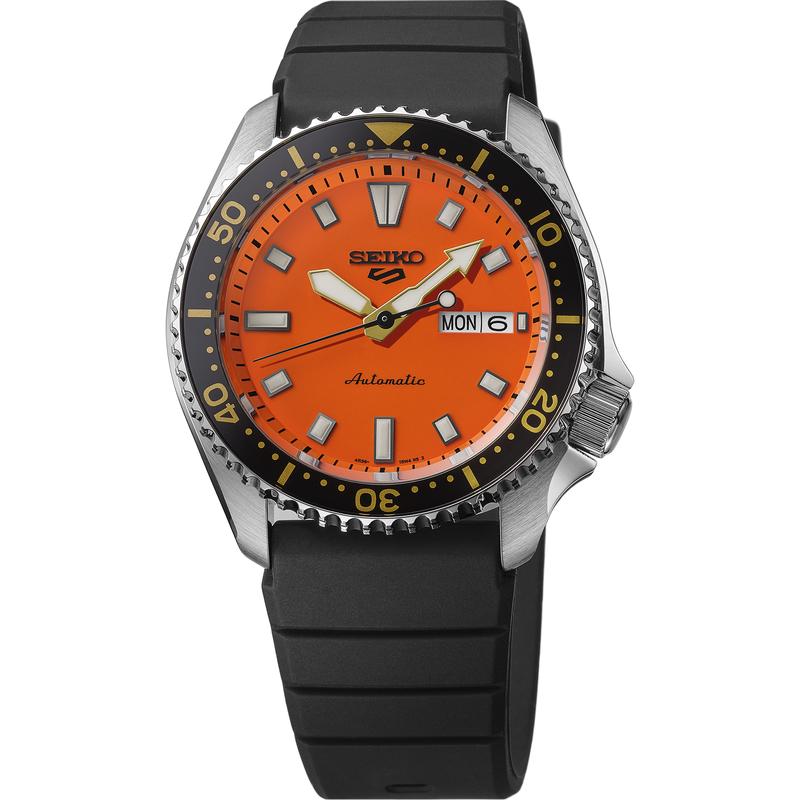 Seiko/精工日韩腕表自动机械男表橙盘黑圈金边防水