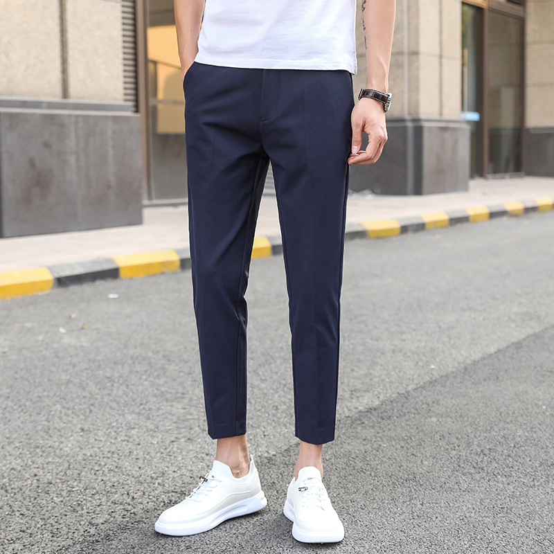 爷特yete203年春夏季新款裤子男韩版潮流九分小西裤男士休闲修身垂感