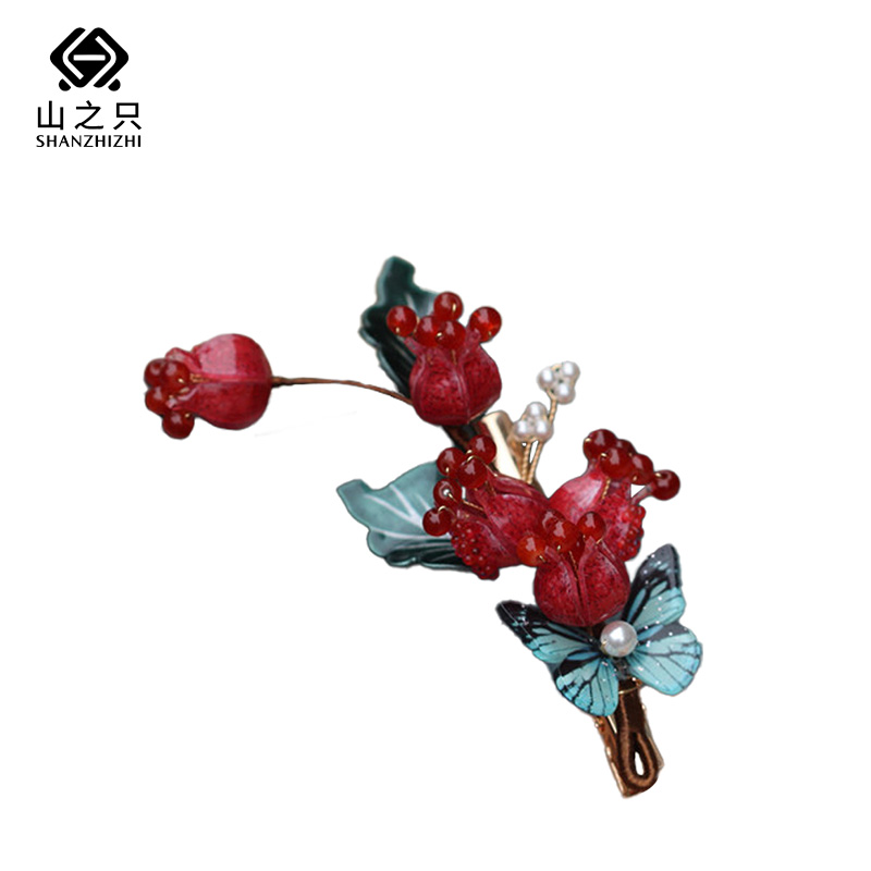 山之只 红石榴发簪 MZ0356 个高清大图