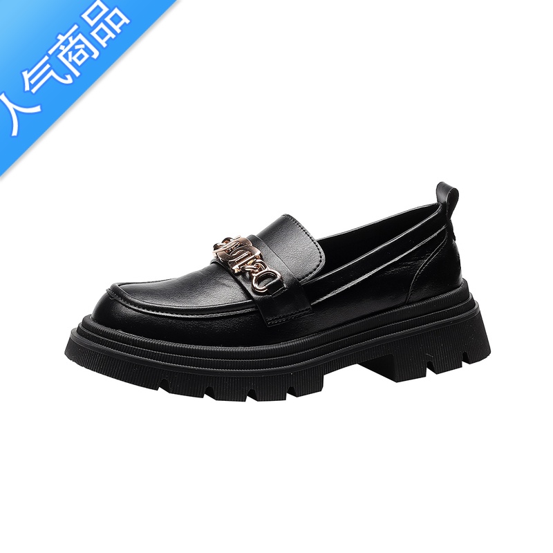 SUNTEK乐福鞋女厚底2023夏秋季新款一脚蹬英伦风jk小皮鞋粗跟单鞋子高清大图