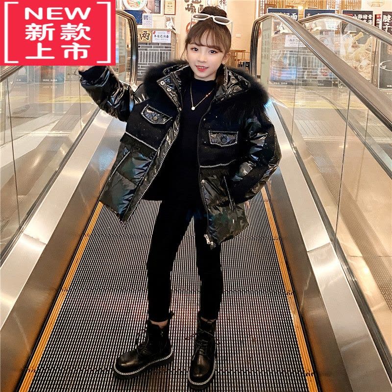 可莉允女童棉服2022年冬季新款韩版中大童冬装亮皮免洗羽绒棉衣加厚棉袄图片
