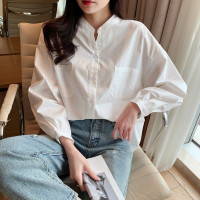 [1折价42.9元叠加优惠券]唐狮秋季新款女净色特殊领型长袖衬衫百搭显瘦时尚休闲通勤